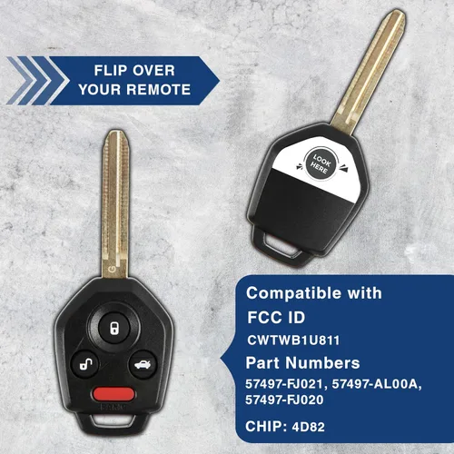 Miniatura 5 de KeylessOption llavero remoto de auto para entrada sin llave, en blanco, arranque de chip completo para Impreza