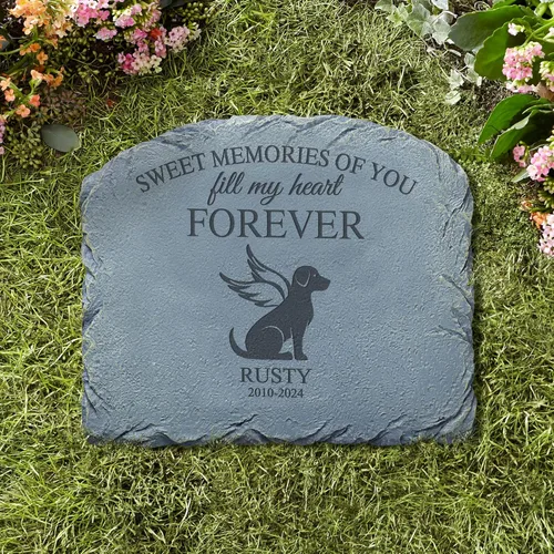 Miniatura 2 de Let's Make Memories Piedra conmemorativa personalizada para mascotas Forever Friend - Perro - Marcador de jardín de condolencias Perro - Angel