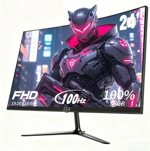 ZZA - Monitor de 24 pulgadas 100HZ, 1080p, monitor de juegos curvo 2800R, VA 120% sRGB, FreeSync, sin marco en tres lados, filtro de luz azul,