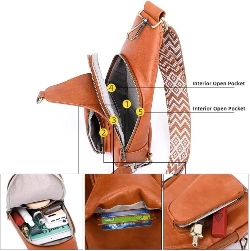 Miniatura 4 de SULCET Bolso bandolera para mujer, diseño vintage, bolso cruzado en el pecho, impermeable, ligero, para viajes, senderismo, mochila