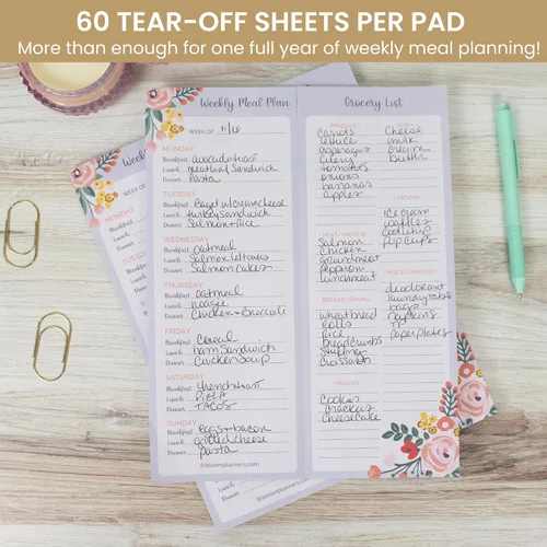 Miniatura 3 de bloom daily planners - Bloc de notas semanal para planificar las comidas con imanes para el refrigerador, incluye una «Lista de compras