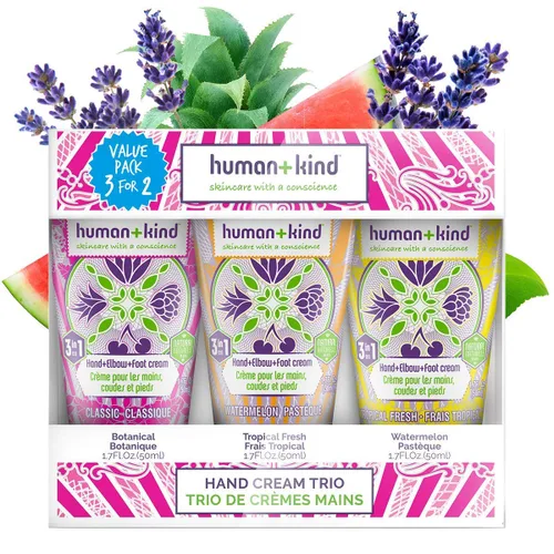 Miniatura 2 de Human+Kind Trío de crema hidratante para manos, tres cremas hidratantes perfumadas con aceite de aguacate y manteca de karité, hidratante intenso