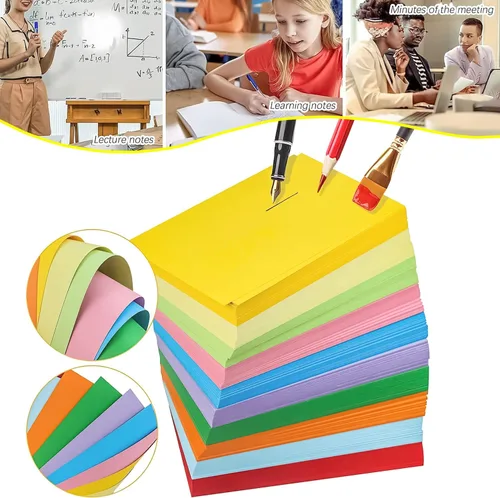 Miniatura 4 de 600 tarjetas de índice de colores en blanco de 3 x 5 pulgadas, tarjetas flash en blanco, tarjetas de notas en blanco, bloc de tarjetas coloridas