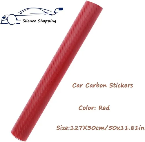 Miniatura 2 de Adhesivo en 3D de fibra de carbono de vinilo para envolver el coche, hoja adhesiva de vinilo para envolver el coche, rojo, 127 x 30 cm 50" x 11.8