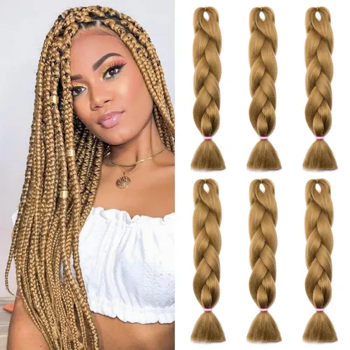 Miniatura 61 de Benehair Extensiones de cabello trenzado ombré de 24 pulgadas, 1 paquete de extensiones de cabello trenzado jumbo de alta temperatura, cabello