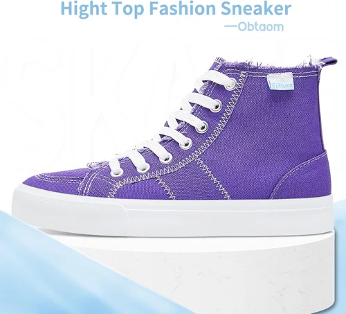 Miniatura 55 de Obtaom Zapatos de lona de alta calidad para mujer/hombre para jugar a media pantorrilla, zapatillas de deporte de moda casuales con cordones de alta