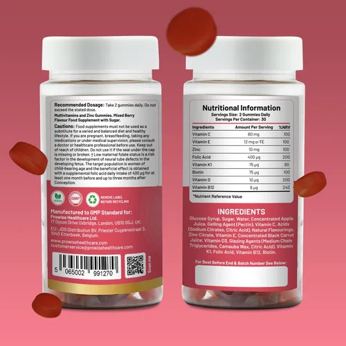 Miniatura 2 de Gomitas de cuidado prenatal 60 veganas Deliciosas gomitas con vitaminas prenatales esenciales y minerales 400 mcg de ácido fólico Vitaminas