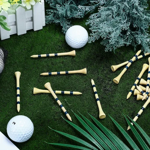 Miniatura 4 de Jadive Camisetas de golf de bambú de 3-1/4 pulgadas de largo establo de madera para actividades de golf, color natural y azul