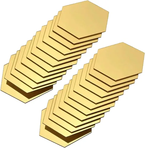 Miniatura 7 de 24 calcomanías de pared hexagonales de espejo de 1.811 in x 1.575 in, autoadhesivas y extraíbles, espejo acrílico, decoración de pared, para sala