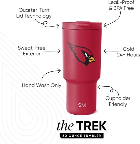 Miniatura 2 de Simple Modern - Vaso de 30 oz con tapa abatible y tapa con pajita Arizona Cardinals