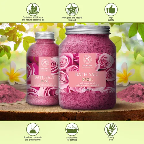 Miniatura 9 de Sales de baño de rosas de 21.16 onzas, aceite de palisandro natural y extracto de rosa, lo mejor para relajarse, buen sueño, belleza, baño, cuidado