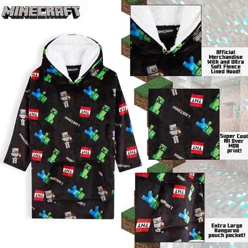 Miniatura 4 de Minecraft Manta de gran tamaño con capucha para niños, manta de forro polar para niños y adolescentes