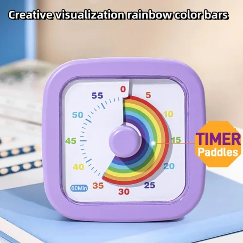 Miniatura 7 de Temporizador visual para niños, lindo arco iris, temporizador de cuenta regresiva de 60 minutos, gestión del tiempo para niños y adultos, Azul