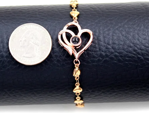 Miniatura 9 de Pulsera de cadena de corazón personalizada con texto en inglés "I Love You in 100 Language", regalos para mamá, esposa, novia