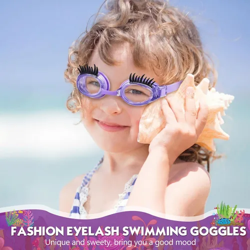 Miniatura 6 de Konohan Gafas de natación para niños, pestañas para niñas, divertidas gafas de natación sin fugas, antivaho y UV para extensiones de pestañas Varios