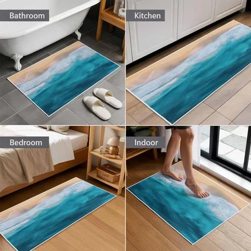 Miniatura 4 de Tapete de baño abstracto del océano, tapete suave para baño, ducha, bañera, cocina, puerta, tapete lavable para dormitorio, lavandería, pasillo