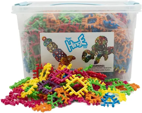 Miniatura 18 de That Hinge Toy - Juego de 82 piezas azul + rosa, animal + más juguete de construcción STEM