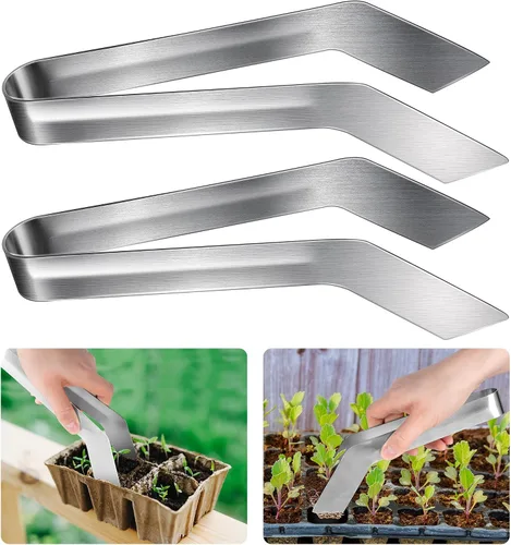 Miniatura 7 de 2 pinzas de trasplante de plántulas, pinzas de trasplante de plantas de jardinería de acero inoxidable de 6.7 pulgadas, pinzas de trasplante