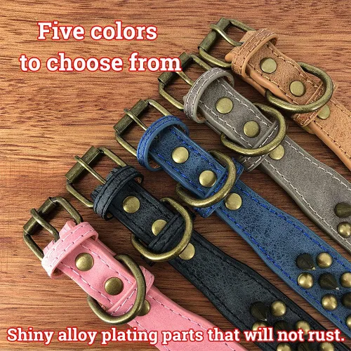 Miniatura 4 de Collar de perro con pinchos, de piel sintética, antimordeduras, collar gótico punk ajustable y resistente para perros pequeños, medianos y grandes