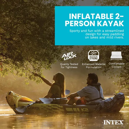 Miniatura 2 de Intex 68307EP Explorer K2 Juego de kayak inflable: incluye remos de aluminio de lujo de 86 pulgadas y bomba de alto rendimiento - PVC superfuerte