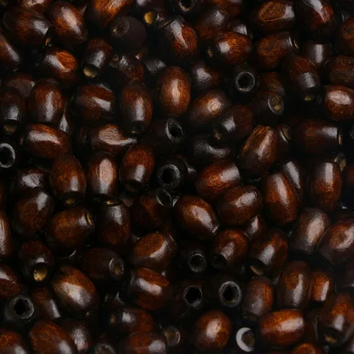 Miniatura 6 de 500 cuentas de madera ovaladas de 6 x 8mm, pequeñas cuentas espaciadoras de madera marrones con forma de grano de arroz, cuentas sueltas de madera