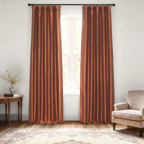 HPD Half Price Drapes Cortinas opacas de seda sintética de 84 pulgadas de largo para dormitorio y sala de estar, cortina opaca con textura vintage