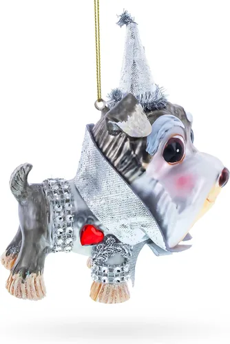Miniatura 2 de Encantador adorno de Navidad de vidrio soplado Schnauzer miniatura