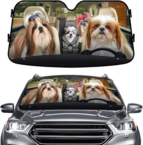 Miniatura 70 de GENANY - Cubierta de parabrisas de flamenco para automóvil, SUV, camión (55 x 30 pulgadas), protector térmico plegable, persianas para ventanas