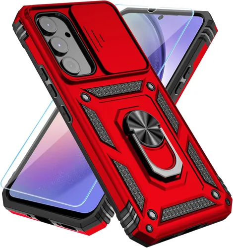 Miniatura 11 de SunStory Funda para teléfono Galaxy A14 5G [grado militar] con protector de pantalla HD, cubierta de cámara deslizante, soporte y material negro