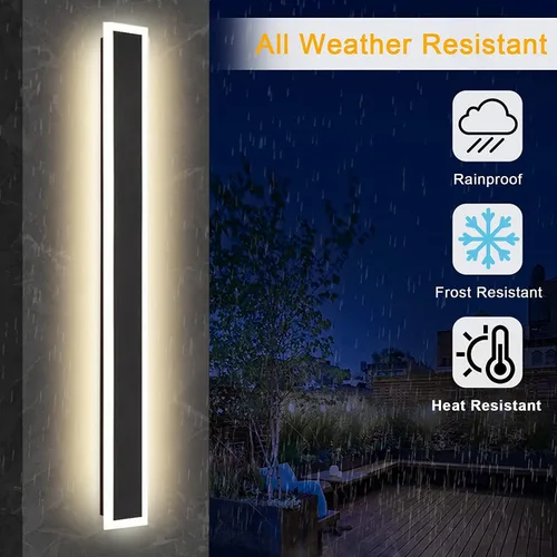 Miniatura 3 de Paquete de 2 luces LED de pared para exteriores de 47.2 pulgadas de largo, 38 W, impermeable, IP65, blanco cálido, 120 V, lámpara LED de montaje