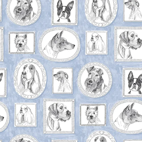 Miniatura 9 de Surface Style Papel tapiz autoadhesivo con diseño de garabatos de perro, negro/blanco