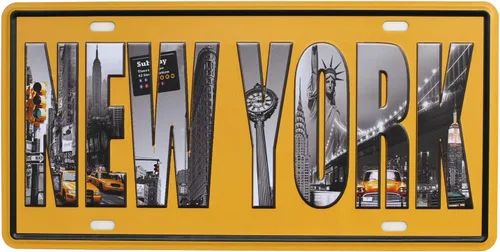 SUMIK Placa de matrícula de metal vintage de Nueva York, etiqueta en relieve, tamaño de 6 x 12 pulgadas