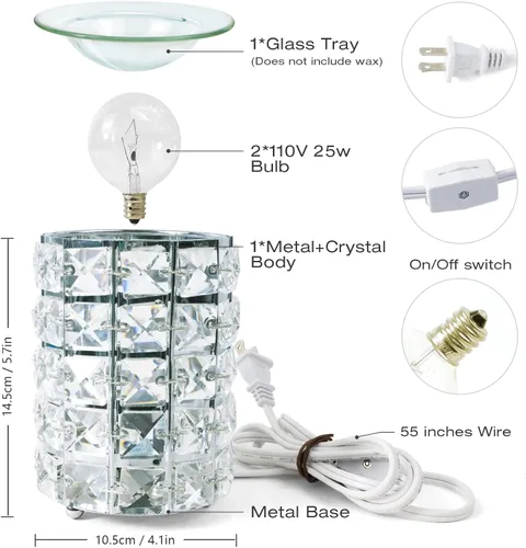 Miniatura 2 de STRN Calentador de cera de cristal, quemador eléctrico de cera para cubos de cera, regalos del día de San Valentín, decoración de fragancia