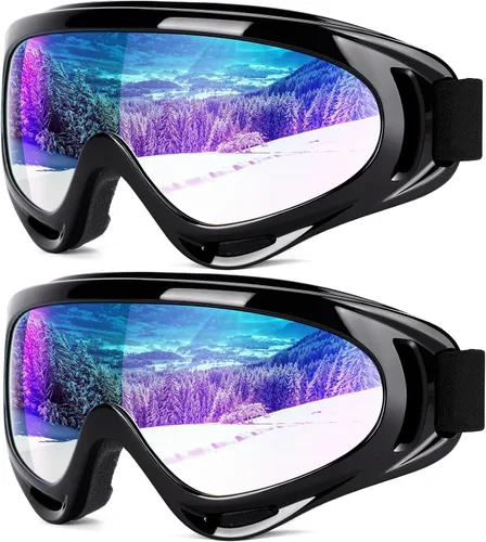 Miniatura 9 de Braylin Paquete de 2 gafas de esquí de nieve, gafas de snowboard para hombres, mujeres, jóvenes, niños, niños o niñas, gafas de moto de nieve