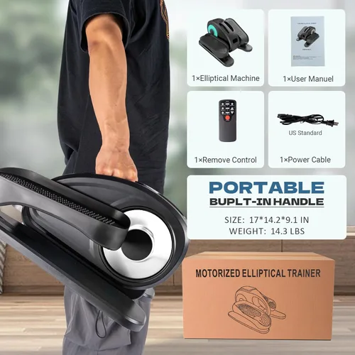Miniatura 7 de Under Desk Elliptical Machine, Portable Elliptical Ellipse Leg Exerciser for Seniors Quiet Electric Foot Pedal Exerciser for Home with Remote Control