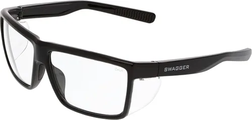 Miniatura 6 de MCR Safety SR218B Swagger SR2 Series Gafas de seguridad con almohadillas de goma termoplástica y protectores laterales desmontables, marco negro