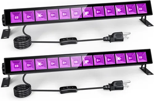 Barras de luz LED negras de 45 W IP65 con interruptor de encendido y apagado de 59 pulgadas para póster, cumpleaños, escenario, Halloween, Navidad,