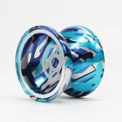 Miniatura 2 de Spintastics Yoyó latigazo cervical - YoYo profesional de metal sensible (salpicaduras azules y plateadas)