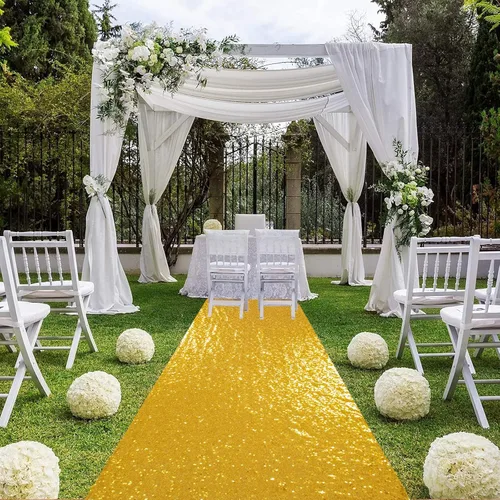 Miniatura 20 de ShiDianYi Camino de pasillo azul para boda, 15 x 2 pies, moderno, tela de malla con lentejuelas y purpurina azul bebé con lentejuelas