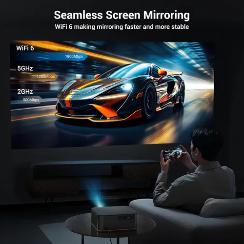 Miniatura 4 de Proyector de decodificación ANSI 4K 2000 con WiFi y Bluetooth, cine en casa de película HAPPRUN con enfoque automático, pantalla de 300 pulgadas
