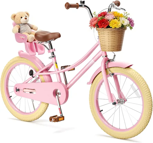 Miniatura 14 de Glaf Bicicleta para niñas de 12, 14, 16, 20 pulgadas, con ruedas de entrenamiento para niños de 2 a 12 años, bicicleta con cesta y asiento