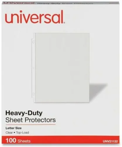 Universal Protectores de láminas de polietileno de carga superior, calibre pesado, tamaño carta, transparente, paquete de 100 unidades