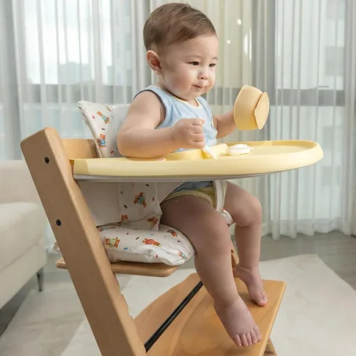 Miniatura 7 de Juego de Cojín Impermeable y Compatible con Stokke Tripp Trapp - Fácil de Limpiar para Recién Nacido - 100% Algodón (Oso de Peluche / 49.5 Piezas)