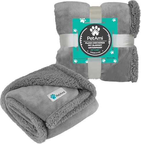 Miniatura 8 de PetAmi - Manta impermeable para perros pequeños, medianos y gatos, manta para sofá, Sherpa de vellón, reversible, suave y lavable, 29x40, gris claro