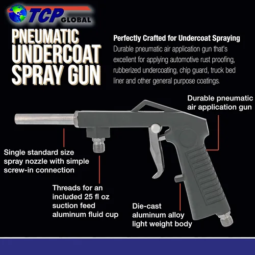 Miniatura 2 de TCP Global Brand pistola de pintura base de aire neumática con taza de alimentación por succión, también para atomizar forro protector