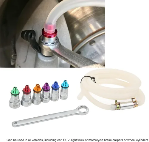 Miniatura 4 de Kit de llave de purga de frenos con 6 adaptadores, goma metálica, universal para automóvil, SUV, camión ligero, motocicleta, 0.27-0.47 pulgadas
