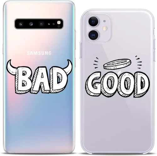 Miniatura 3 de Fundas a juego para parejas compatibles con iPhone 16 15 14 13 12 11 Pro Max Mini Xs X 6s 8 Plus 7+ Xr 10 SE 5 Bad Good Relationship Best Friend