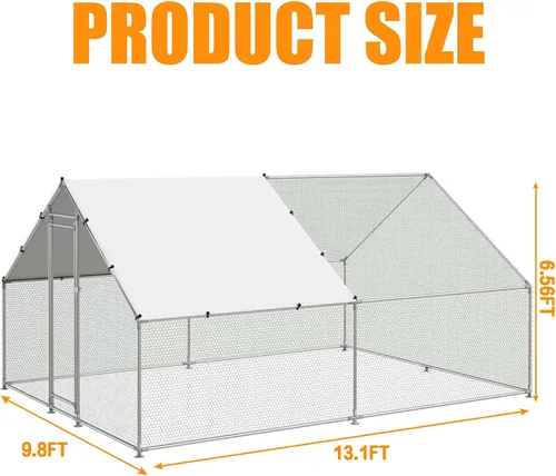 Miniatura 2 de NUGRIART Jaula grande de metal para gallinas, jaula de aves de corral, jaula de patos, casa con cubierta impermeable y anti-UV, galvanizada, jaula
