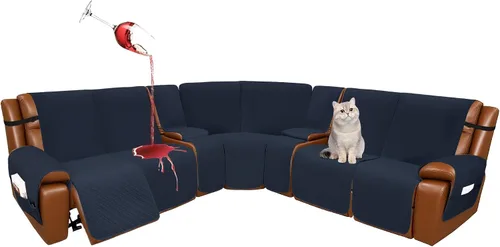 Miniatura 15 de Fundas de terciopelo 10% impermeables para sofá modular reclinable en forma de L, 1 pieza, fundas acolchadas para sofá reclinable esquinero, juego