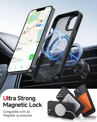 Miniatura 3 de LeYi para iPhone-13 Funda/iPhone-14 Fundas: con soporte para MagSafe i Phone 13Funda con anillo magnético iPhone14 iPhone13 Cubierta Funda para Negro